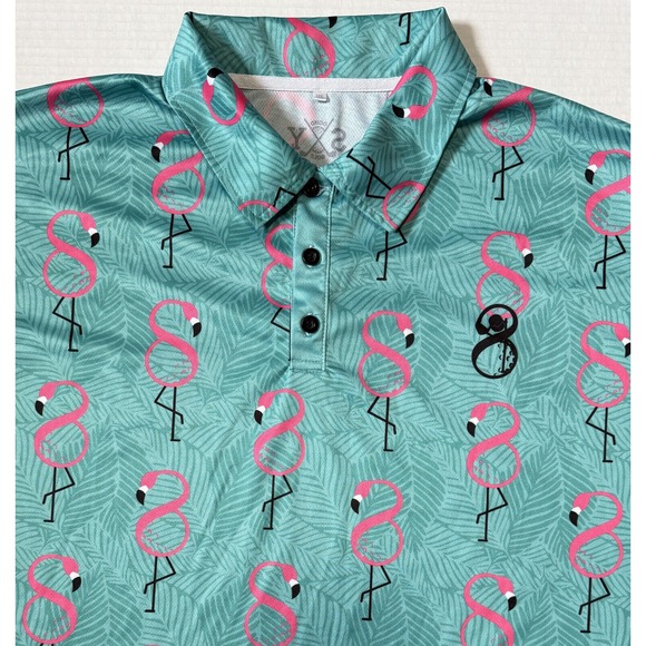 SXY OCHO - Men's Pink‎ Flamingo Golf Polo Shirt - 3X-Large - XXXL - Picture 1 of 7